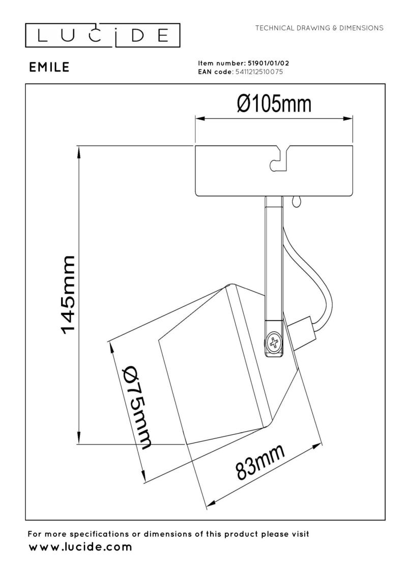 Lucide EMILE - Ceiling spotlight - Ø 10,5 cm - 1xGU10 - Matt Gold / Brass
